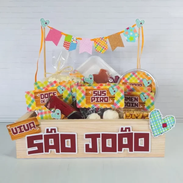 Moldes digitais de cesta para café da manhã ou guloseimas juninas nos formatos Studio e PDF para impressão de alta resolução e personalizados de festas.