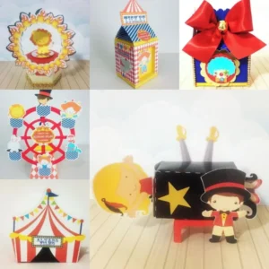 Arquivo de corte digital tema decoração Circo Menino no formato Studio para máquinas Silhouette, com ilustrações vibrantes e alta resolução para festas infantis.