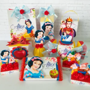 Arquivo digital tema Branca de Neve para topo de bolo e decoração de festa em Studio e PDF.
