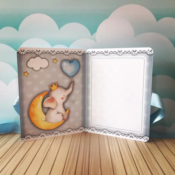 Topper de bolo tema Elefantinho em arquivo digital pronto para imprimir e cortar.