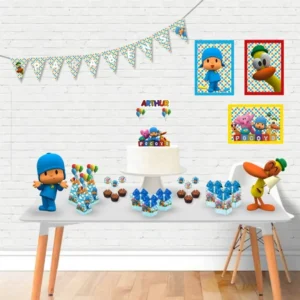 Arquivo digital Pocoyo para topo de bolo e decoração de festa infantil em Studio e PDF.