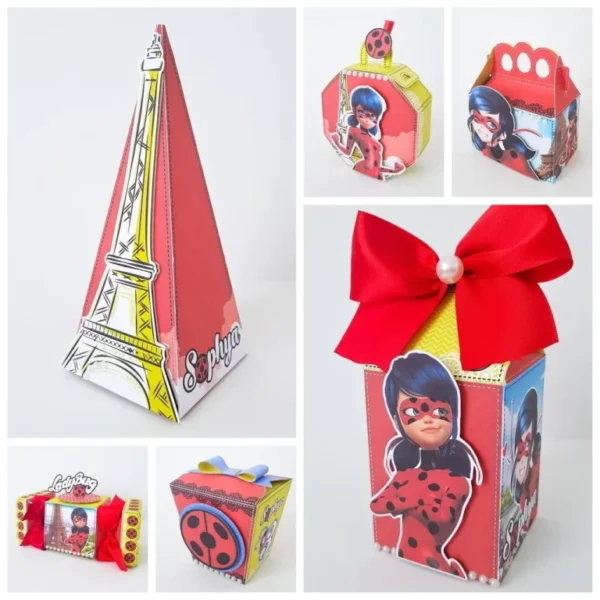 Arquivo digital Silhouette tema Ladybug para topo de bolo e decoração de festa infantil.