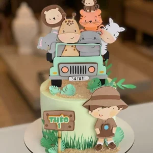 Arquivo digital de topo de bolo no tema Safari para corte no Silhouette Studio.