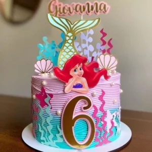 Topo de bolo Ariel Pequena Sereia em arquivo digital para Silhouette Studio.