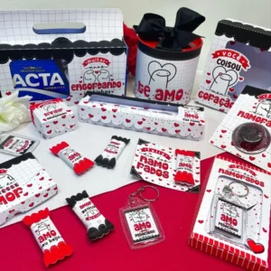 Arquivo de corte digital tema Flork Dia dos Namorados nos formatos Studio, PNG e PDF para máquinas Silhouette ou tesoura, com ilustrações divertidas e alta resolução.