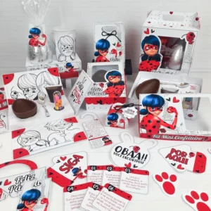 Arquivo digital de Páscoa tema Ladybug para topper de bolo e lembrancinhas em Studio e PDF.