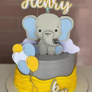 Arquivo de corte para topo de bolo no tema Elefante em formato Silhouette Studio.