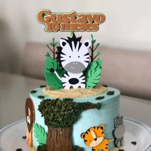 Arquivo de corte para topo de bolo com girafa no tema Safari em formato Silhouette Studio.