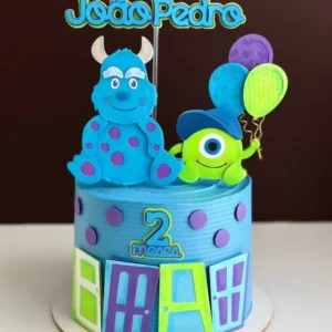 Topo de bolo tema Monstros SA para decoração de festa infantil em arquivo digital Silhouette Studio.