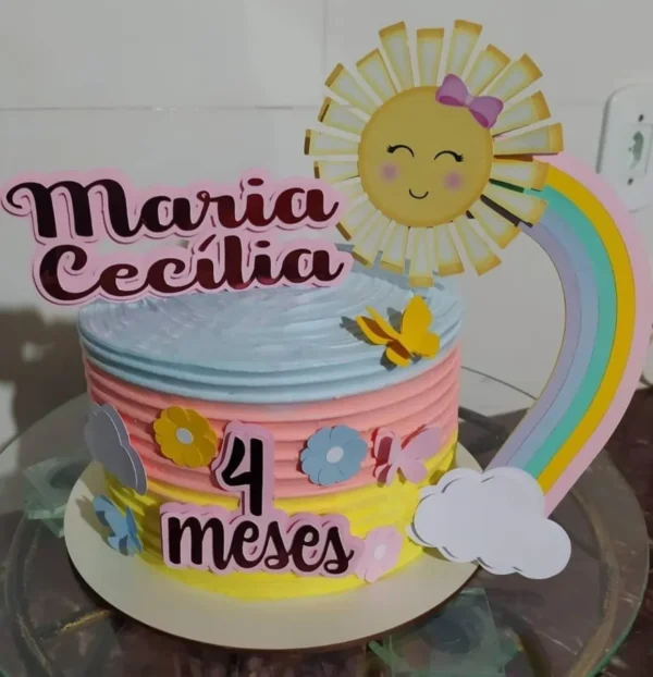 Arquivo de corte para topo de bolo no tema Raio de Sol em formato Silhouette Studio.