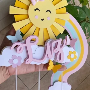 Arquivo de corte para topo de bolo no tema Sunshine em formato Silhouette Studio.