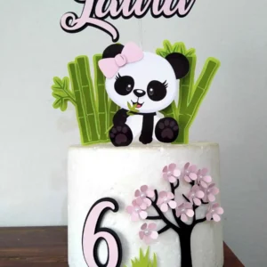 Arquivo de corte para topo de bolo no tema Panda em formato Silhouette Studio.