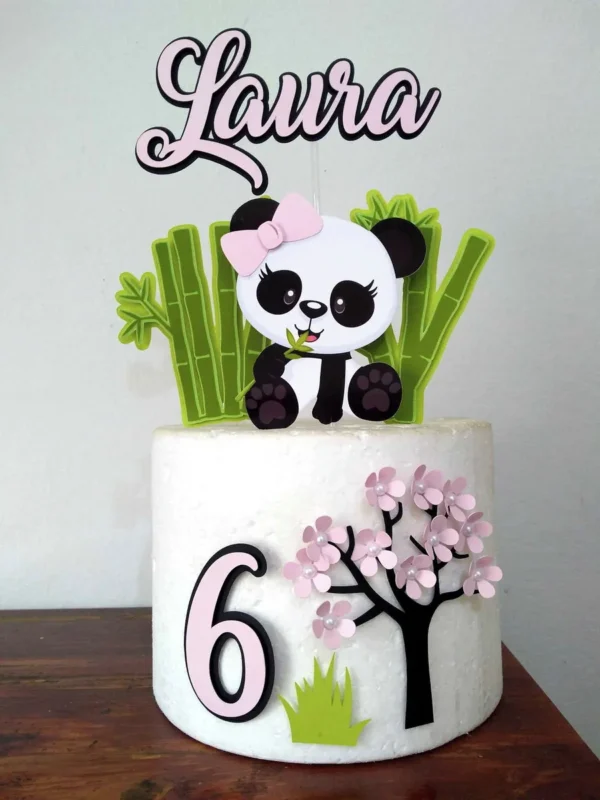 Arquivo de corte para topo de bolo no tema Panda em formato Silhouette Studio.