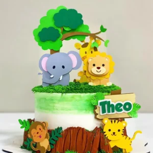 Arquivo de corte para topper de bolo no tema Safari em formato Silhouette Studio.