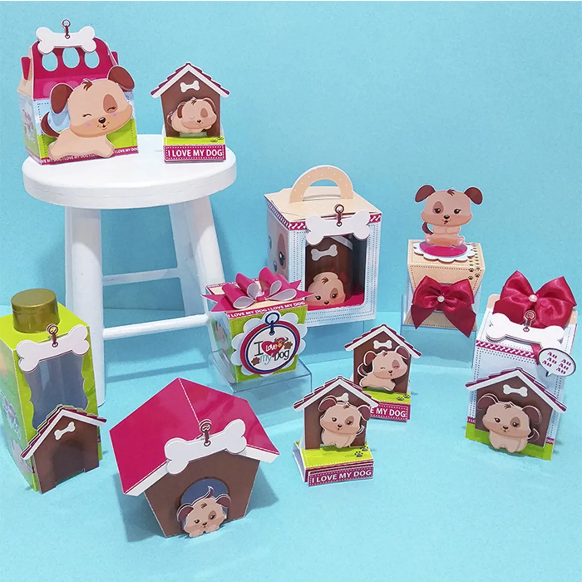 Kit de arquivos digitais para personalizados de aniversário tema Cachorrinhos com corte digital e manual.
