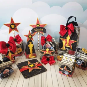 Arquivo de corte tema cinema para topo de bolo e decoração de festa em Studio, PNG e PDF.