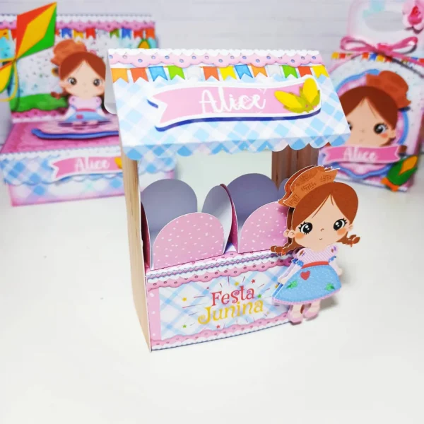 Arquivo de corte digital tema Festa Junina Menina nos formatos Studio e PDF para máquinas Silhouette ou tesoura, ideal para personalizados de luxo e arraiá.