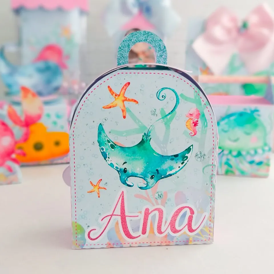 Kit para festa infantil tema fundo do mar rosa em arquivos digitais Studio e PDF.