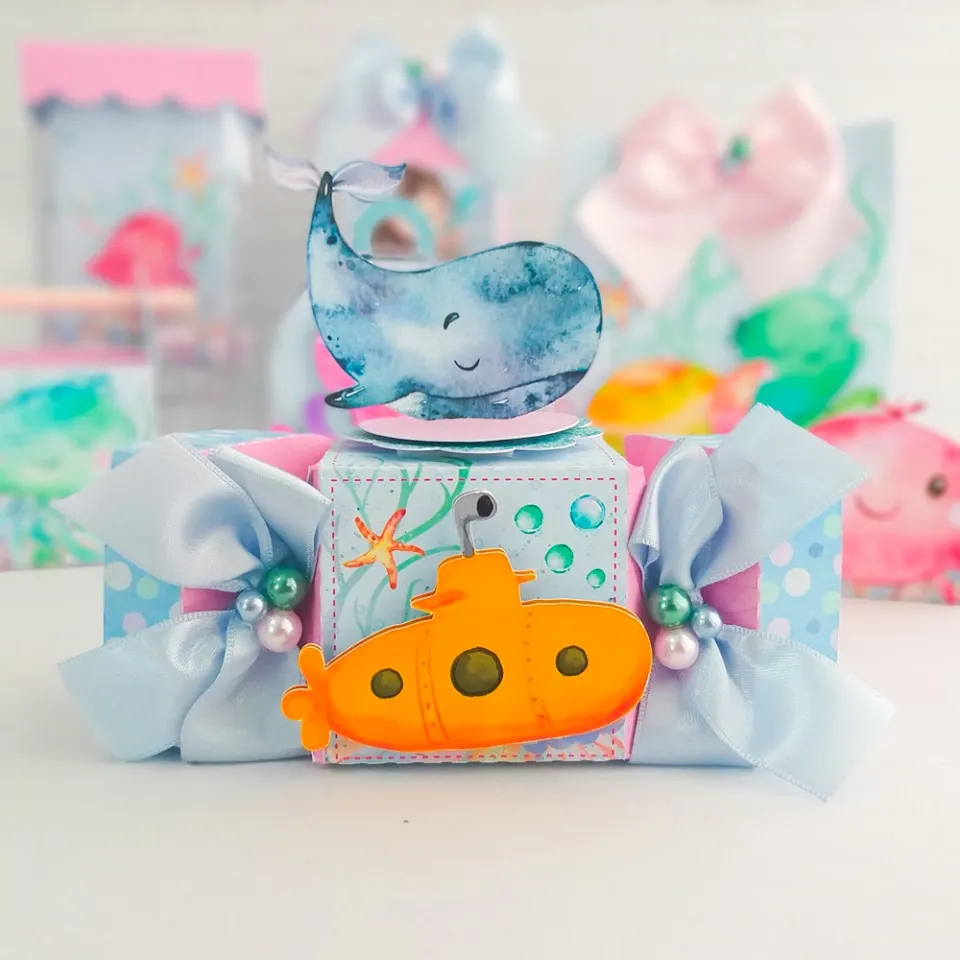 Itens de decoração para festa no tema fundo do mar rosa em arquivo digital de corte.