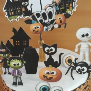 Arquivo de corte tema Halloween para topo de bolo e decoração de festa infantil em Studio e PDF.