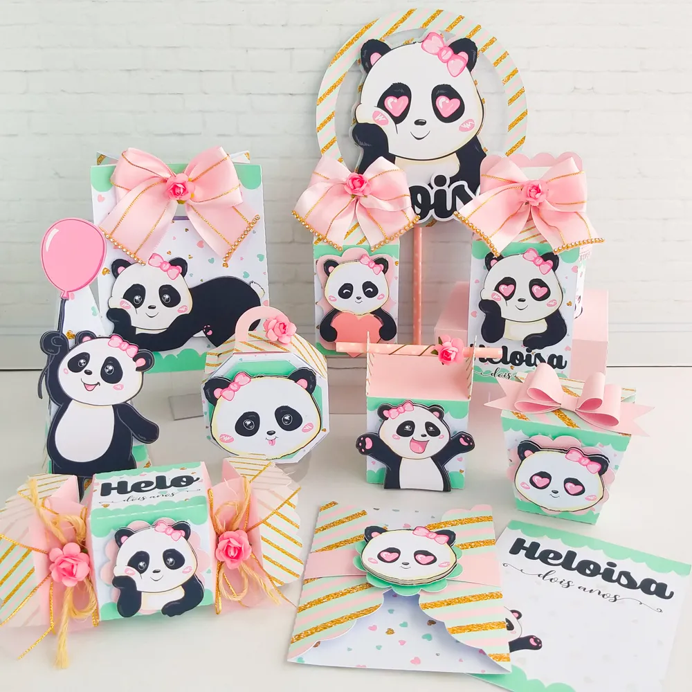 Arquivo de corte para festa no tema Panda em formatos Studio e PDF.