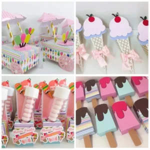 Arquivo de corte tema sorveteria para topo de bolo e decoração de festa infantil no Silhouette Studio.