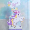 Molde de topo de bolo temático Unicórnio no formato Studio para Silhouette, com elementos em camadas 3D para decoração de festas.