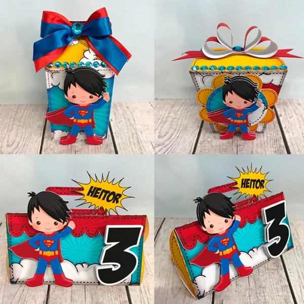 Arquivo digital para festa no tema Super Homem em formatos Studio e PDF.