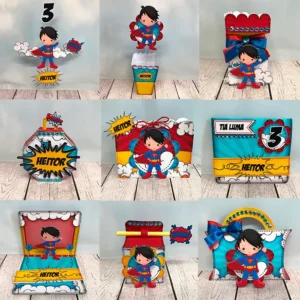 Kit de arquivos digitais para personalizados de aniversário tema Super Homem.