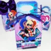 Itens personalizados para decoração de festa Arlequina em arquivo digital Studio e PDF.