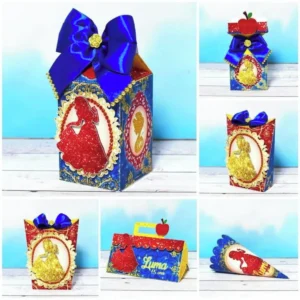 Centro de mesa no tema Branca de Neve para corte em Silhouette Studio e PDF.