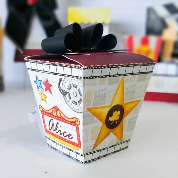 Kit digital de centro de mesa tema cinema com arquivos Studio e PDF para imprimir e cortar.