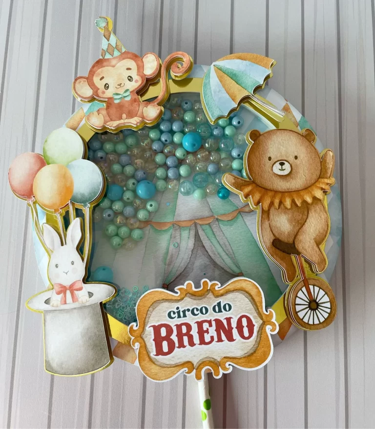 Arquivo de corte para enfeites de mesa e mimos temáticos de Circo nos formatos Studio, PNG e PDF, ideal para festas de luxo e eventos infantis.