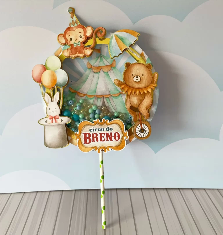 Arquivo de corte digital tema centro de mesa Circo nos formatos Studio, PNG e PDF para máquinas Silhouette ou tesoura, ideal para decoração infantil de luxo.