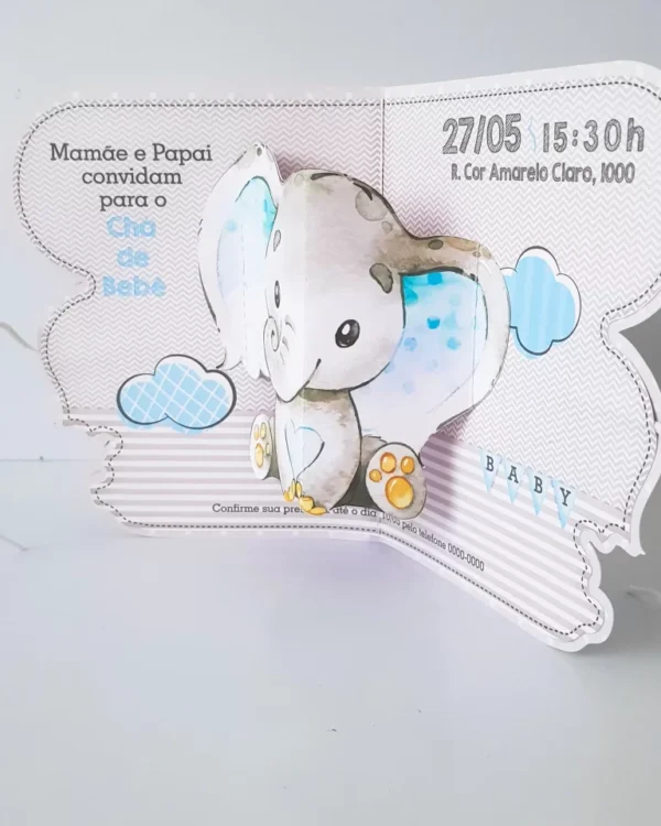 Centro de mesa tema Elefantinho em arquivo digital pronto para imprimir e cortar.