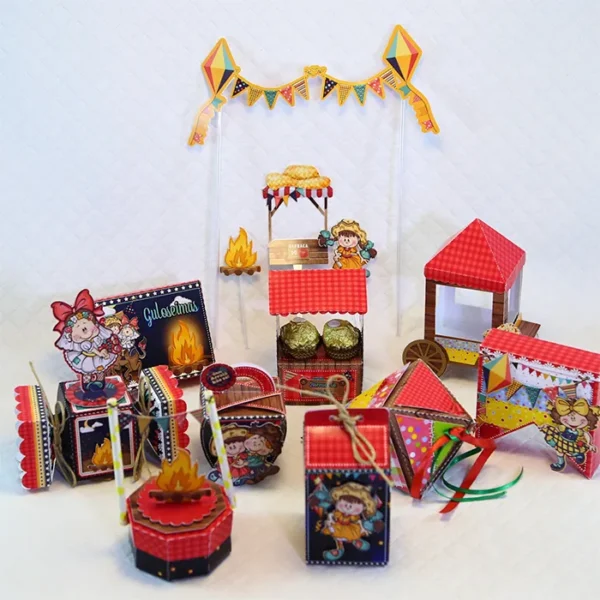 Arquivo de corte digital tema Centro de Mesa Festa Junina nos formatos Studio e PDF para máquinas Silhouette ou tesoura, ideal para personalizados de luxo e arraiá.