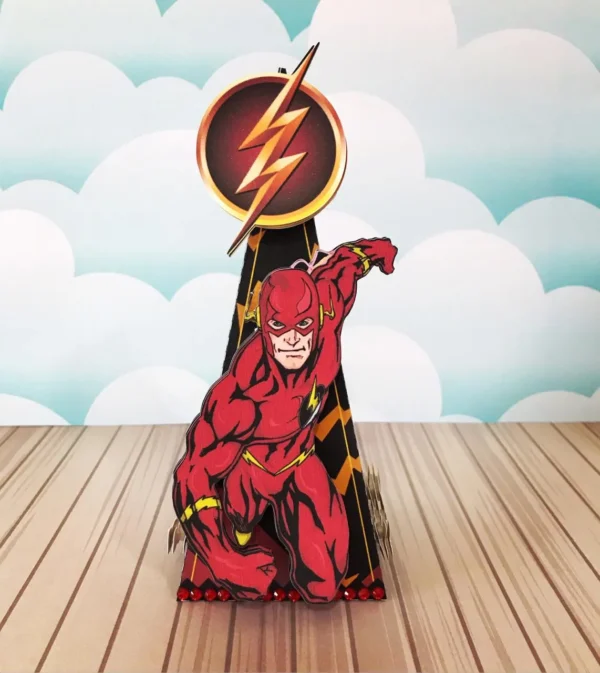 Centro de mesa tema Flash em arquivo digital pronto para imprimir e cortar.
