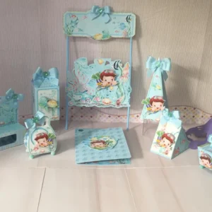 Centro de mesa tema fundo do mar menino para decoração de festa de aniversário em arquivo digital.