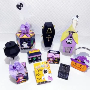 Arquivo digital de centro de mesa Halloween para decoração de aniversário temático.