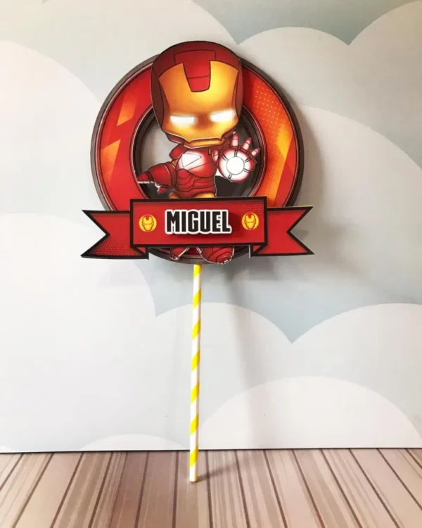 Arquivo de corte para centro de mesa de aniversário tema Homem de Ferro no Studio e PDF.