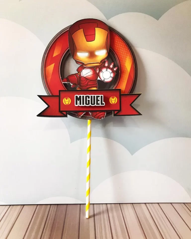 Arquivo de corte para centro de mesa de aniversário tema Homem de Ferro no Studio e PDF.