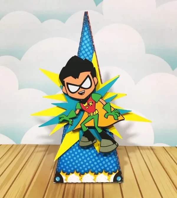 Personalizados para centro de mesa tema Jovens Titãs em arquivo digital de alta resolução.