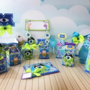 Arquivo digital de centro de mesa Monstros SA para decoração de aniversário temático.