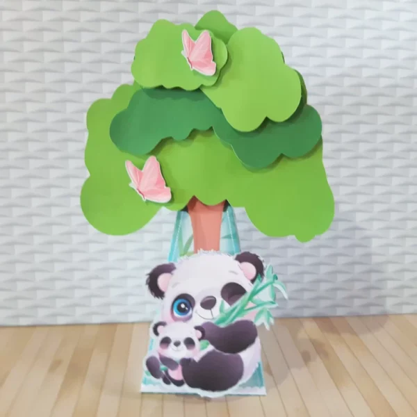 Arquivo de corte para centro de mesa de aniversário tema Panda no Studio e PDF.