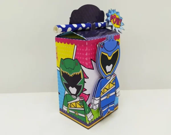 Itens personalizados para decoração de festa Power Rangers em arquivo digital Studio, PNG e PDF.