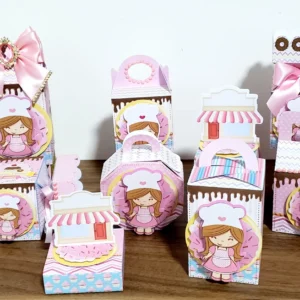 Itens de decoração para confeitaria festa infantil em arquivo digital Studio e PDF.