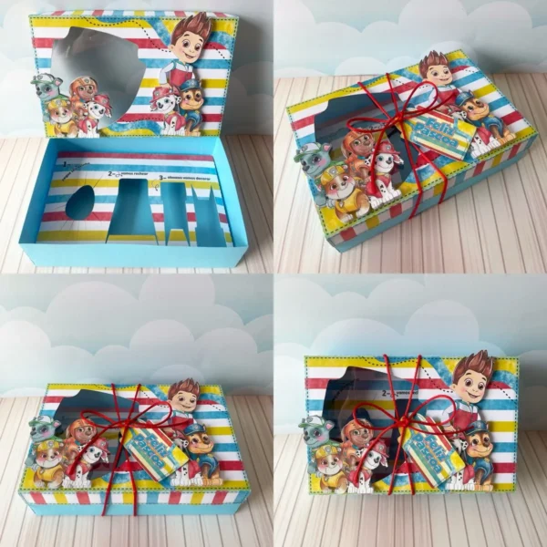 Arquivo digital de corte para kit confeiteiro no tema Patrulha Canina em formatos Studio, PNG e PDF.