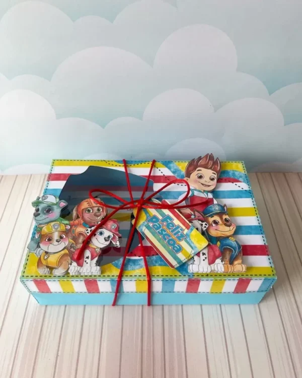 Topper de bolo e elementos de kit confeiteiro tema Patrulha Canina prontos para imprimir e cortar.
