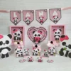 Arquivo digital para decoração de aniversário no tema Panda Rosa em formato Studio.