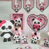 Arquivo de corte para personalizados de aniversário tema Panda Rosa no Studio.